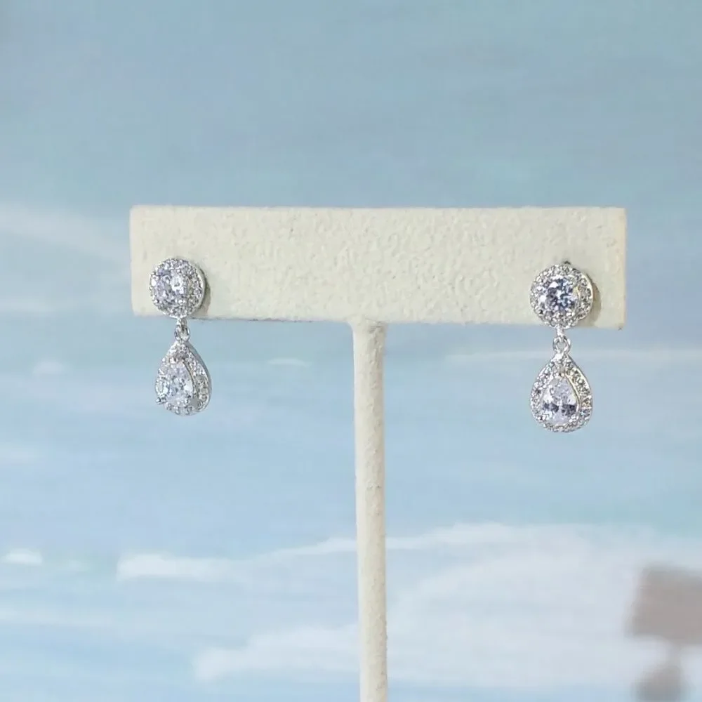 Simulated Diamond 5 Carats tw Dangle Post Earrings